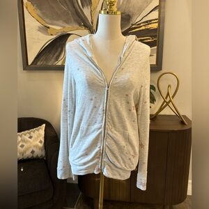 Monrow Light Gray Star-Patterned Hoodie